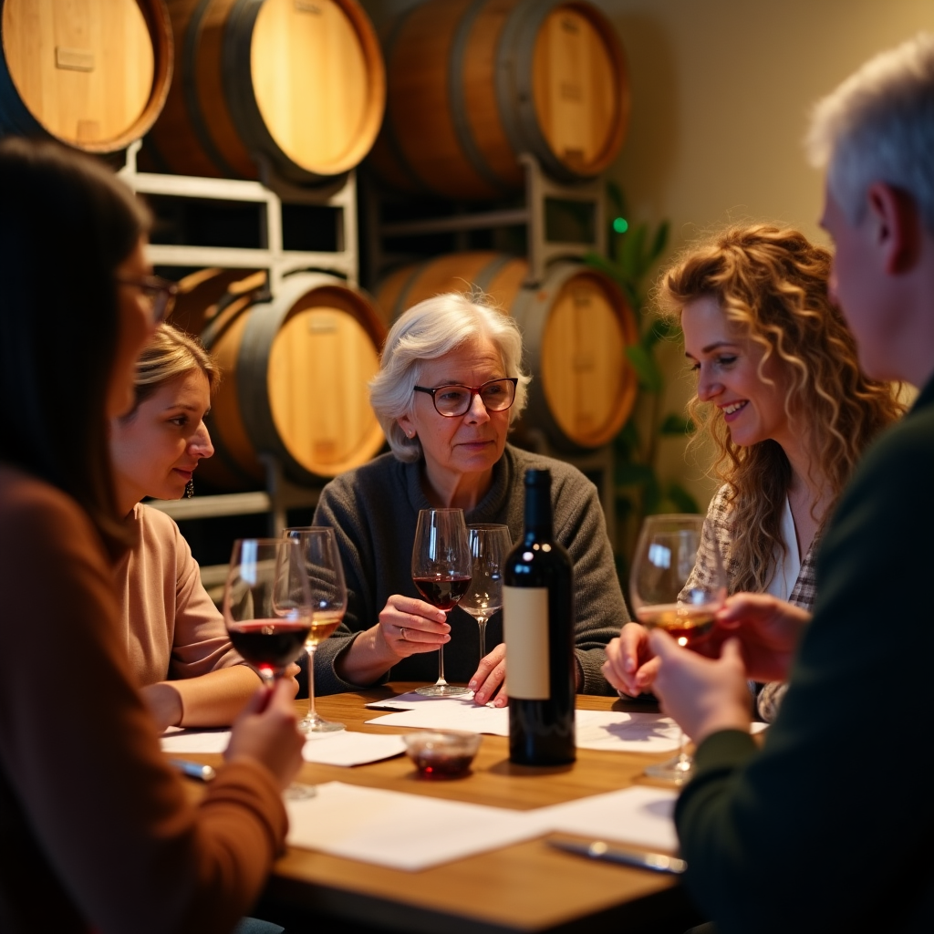 Tasting natural wine in cellar